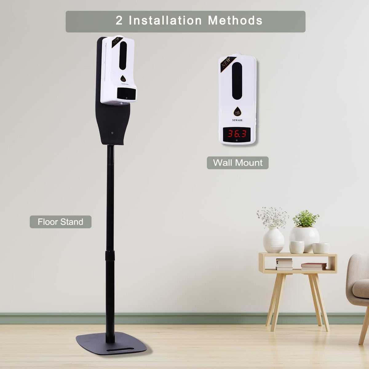 Touchless Hand Sanitizer Dispenser with Thermometer Stand M39077