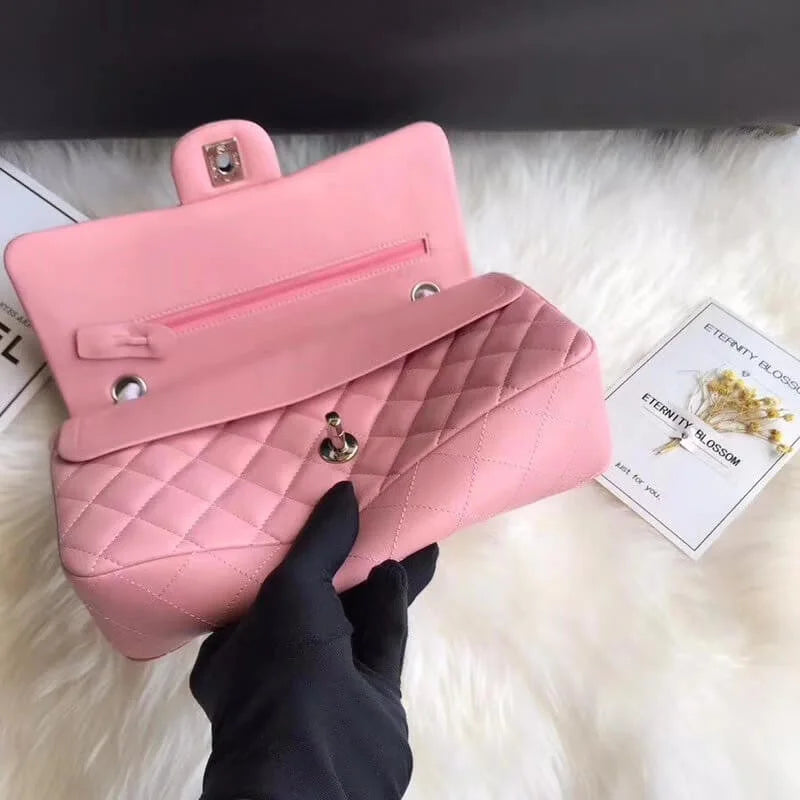 Pink Lambskin Leather Flap Bag P229521