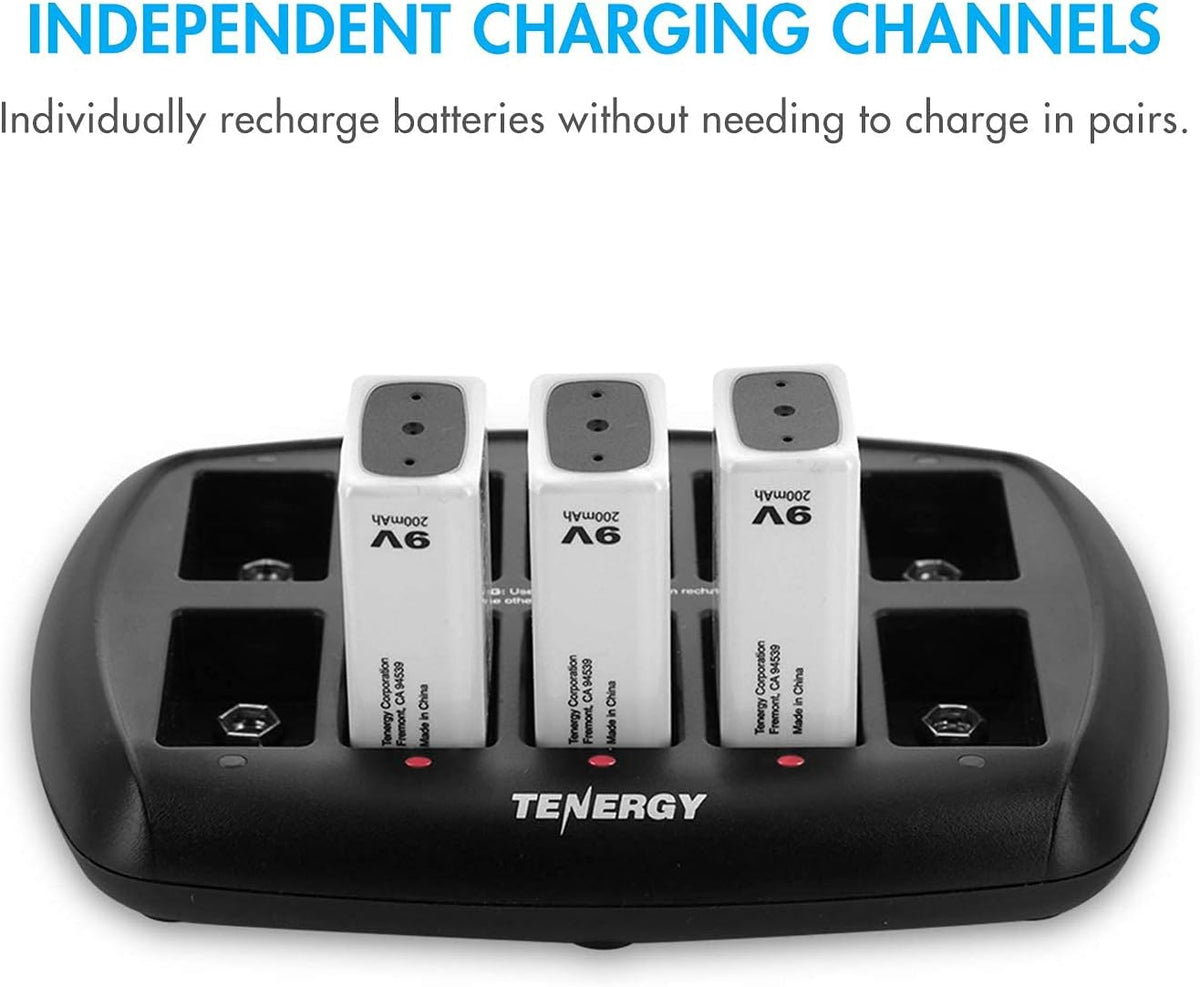 9V Rechargeable Batteries 600mAh 10PCS with 10-Slot Charger D181