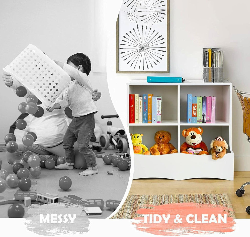 4 Cubby Toy Storage Cabinet with Bookshelf W15293