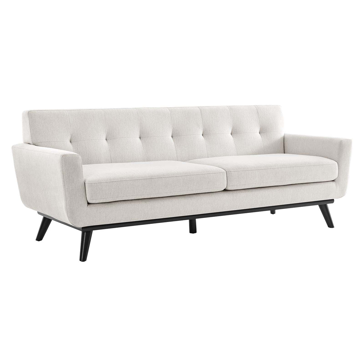 Ivory Herringbone Fabric Sofa T189