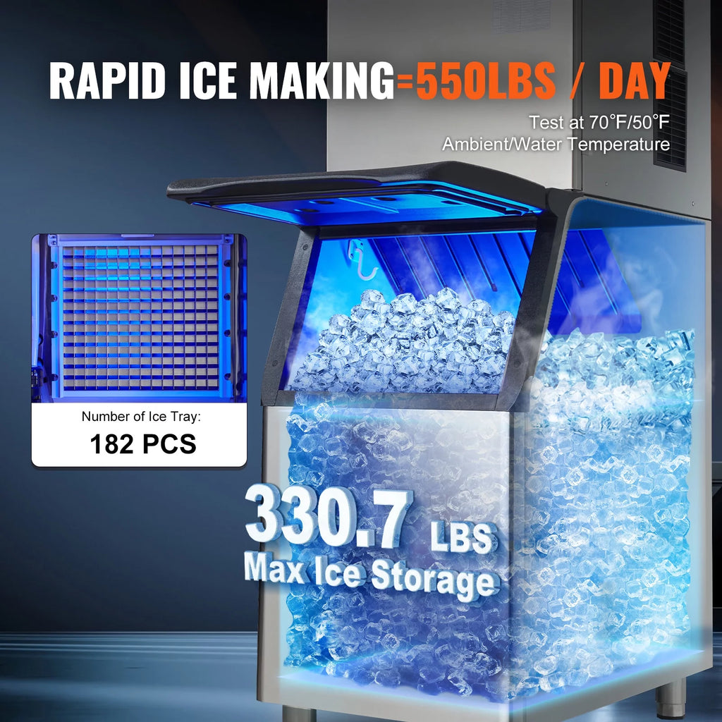 Commercial Ice Maker with 330.7LBS Storage Bin G1337