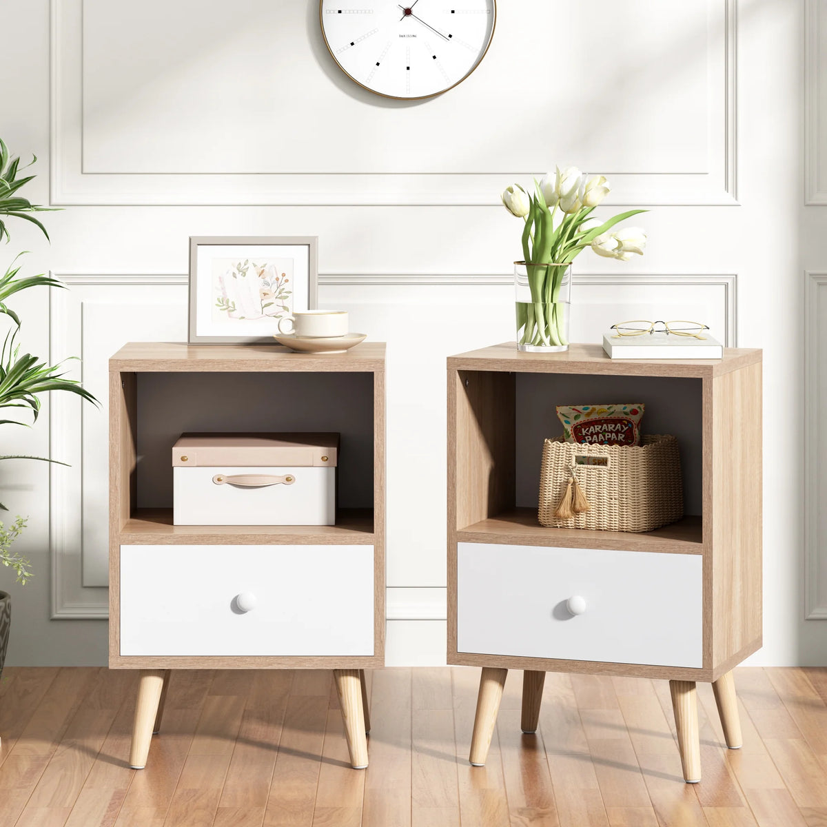 Set of 2 Nightstands with 1 Drawer and Open Shelf G870982