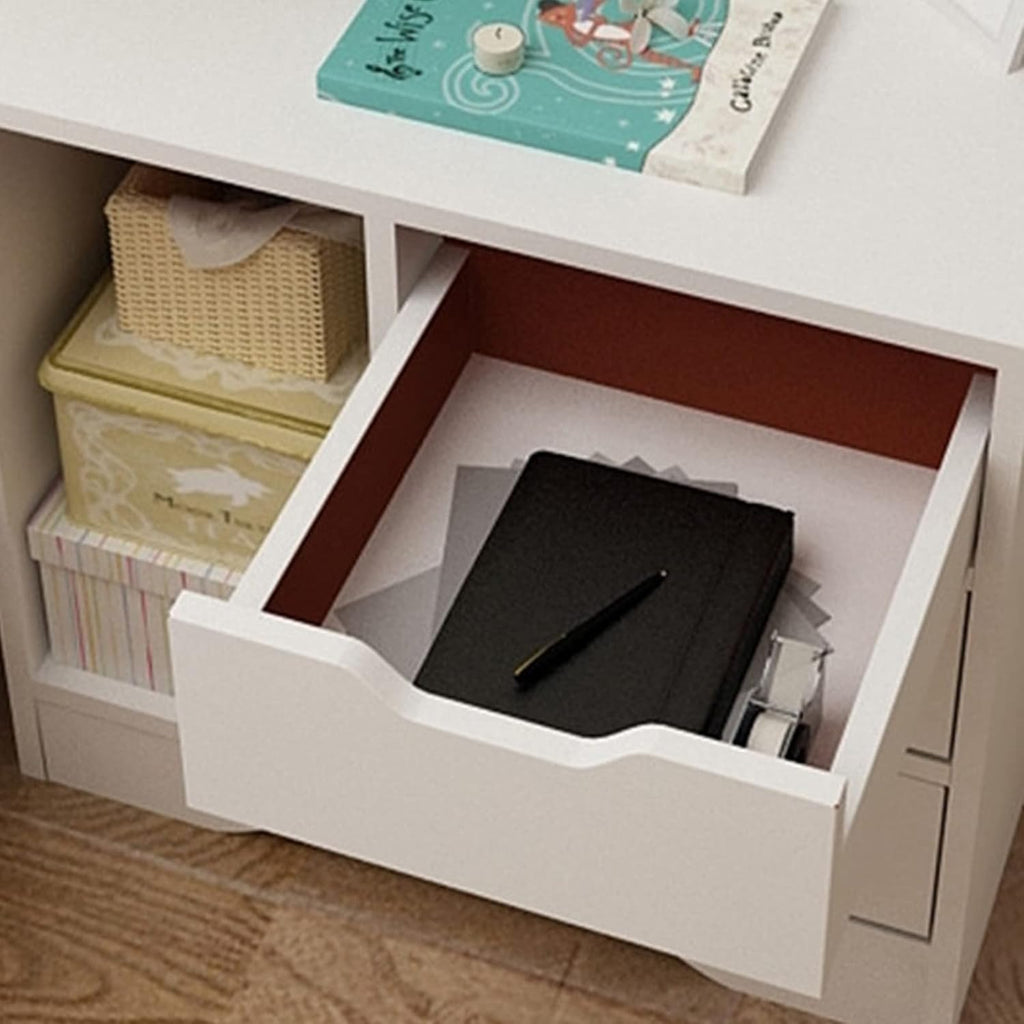 White 3 Drawer Wooden Nightstand W80803