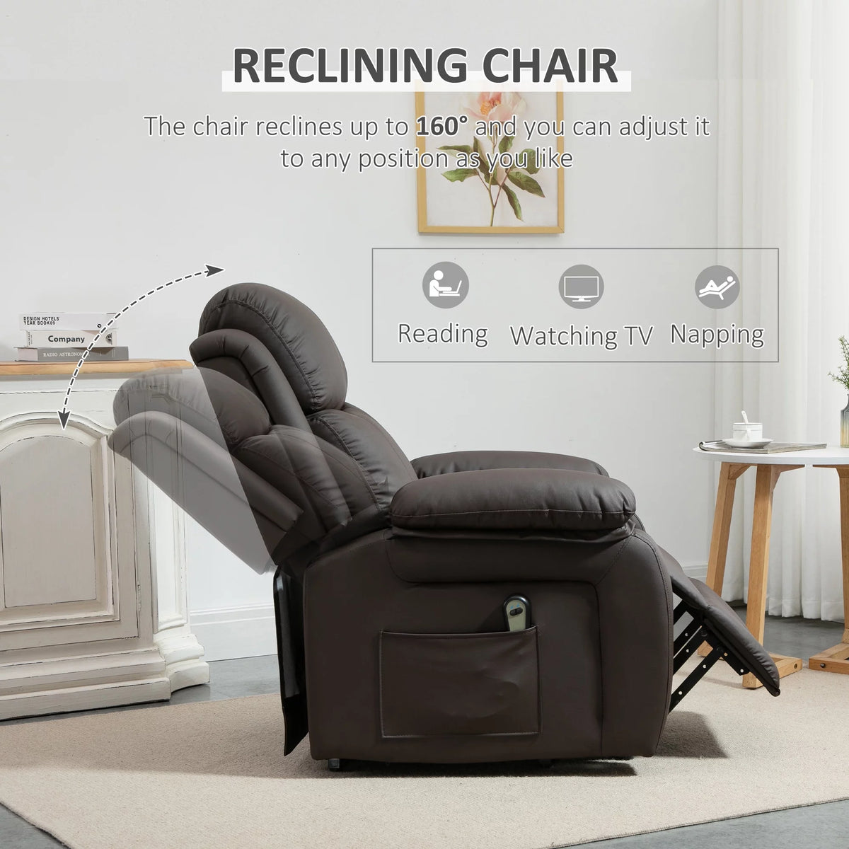 Brown PU Leather Power Lift Recliner Chair G9668