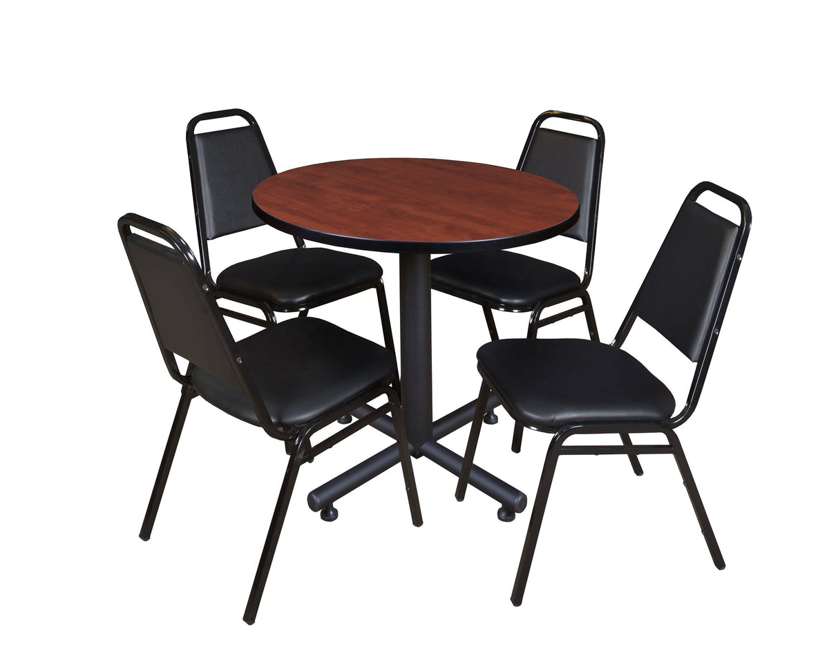 Round Breakroom Table with 4 Stack Chairs B986