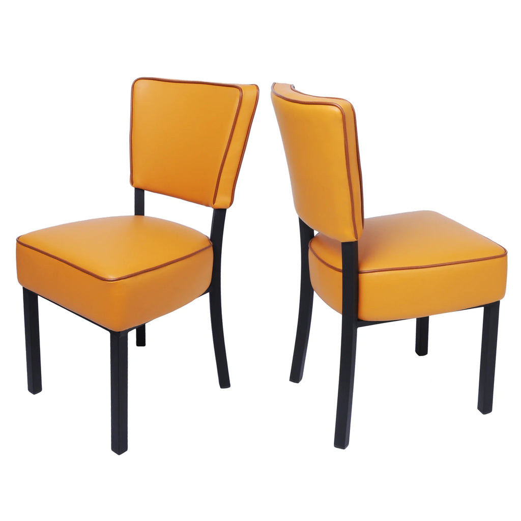 Orange Leather Side Chair Set of 2 P3463