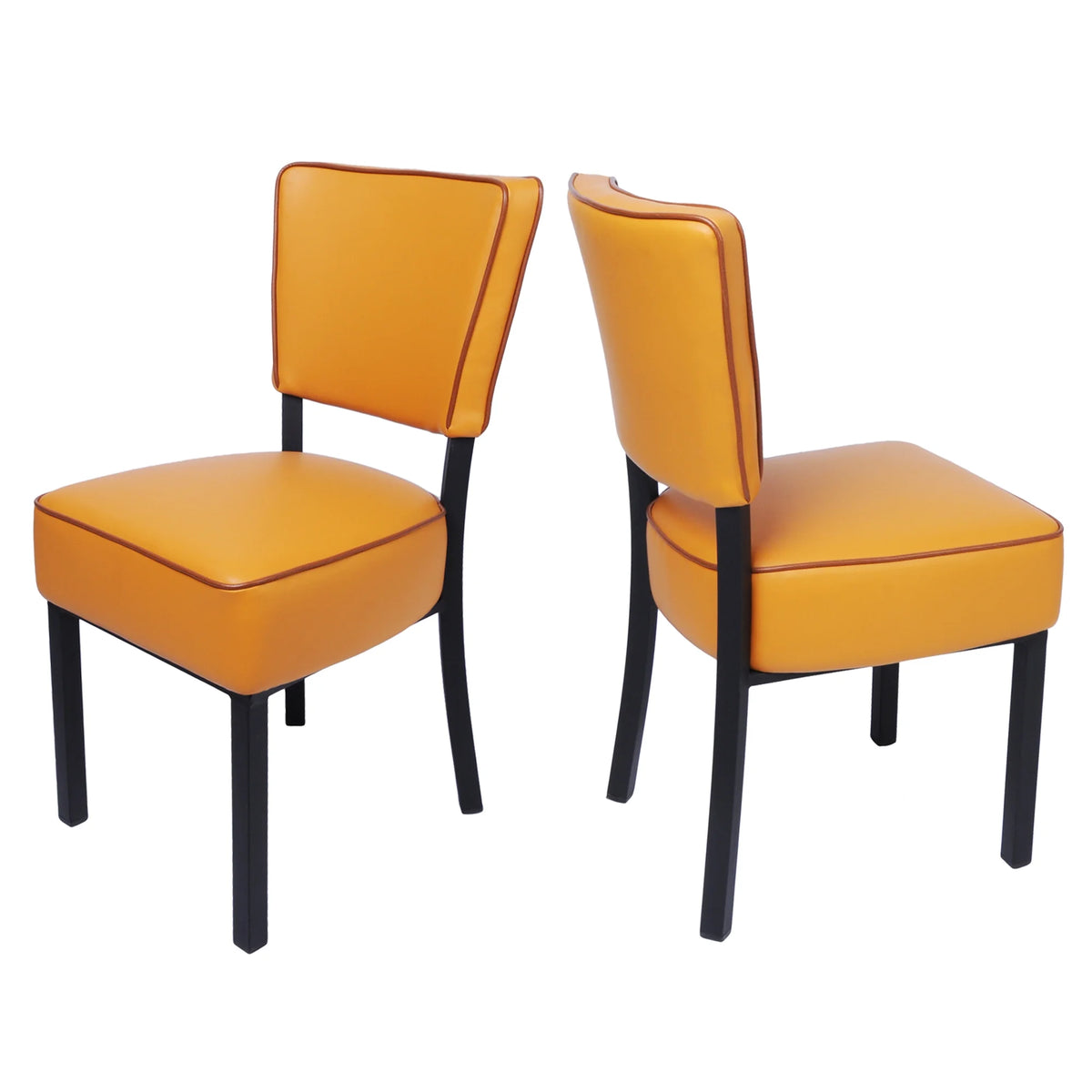 Orange Leather Side Chair Set of 2 P3463