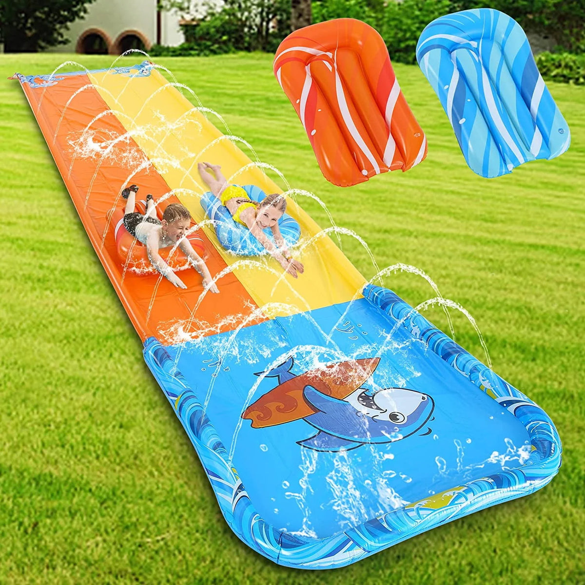 20ft Inflatable Water Slide with 2 Bodyboards Lanes C6439