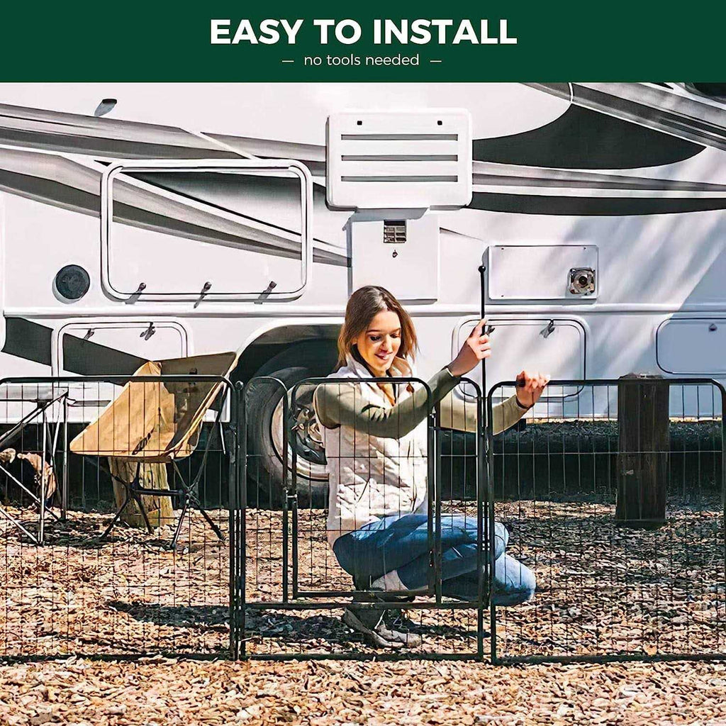 Dog Playpen Outdoor Panels with Doors Z43841