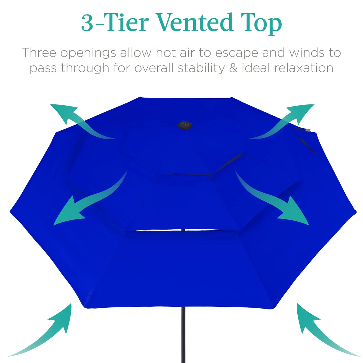 10ft 3-Tier Solar Patio Umbrella with 24 LED Lights X606766