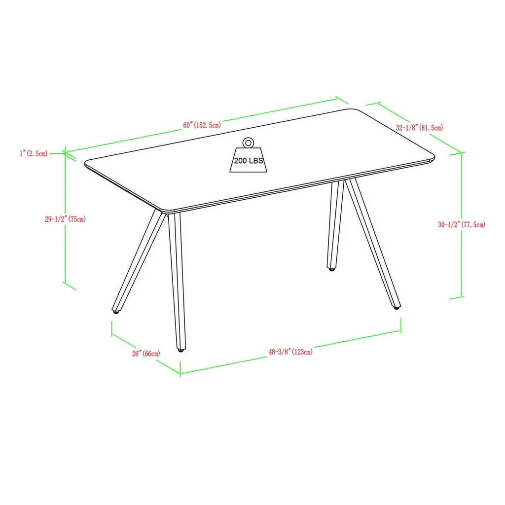 60" Light Ash Metal Dining Table D23646