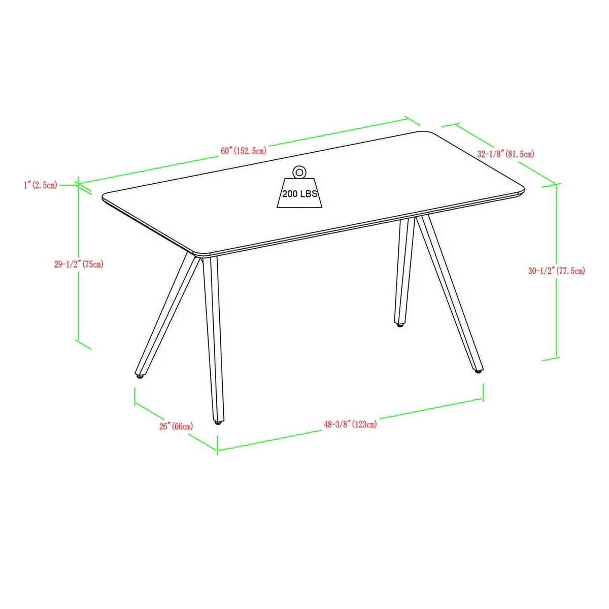 60" Light Ash Metal Dining Table D23646