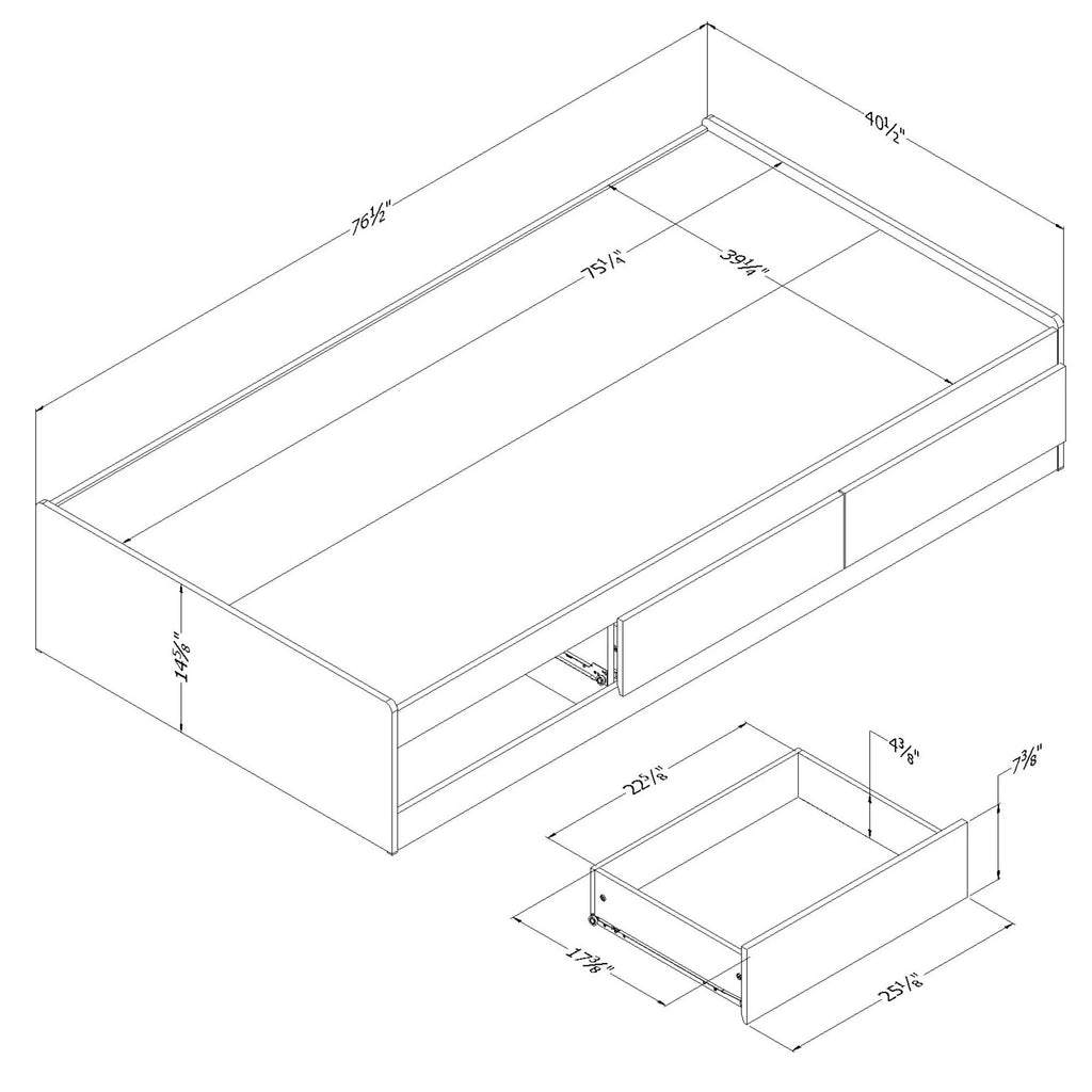 Twin Bed with 3 Drawers I246947