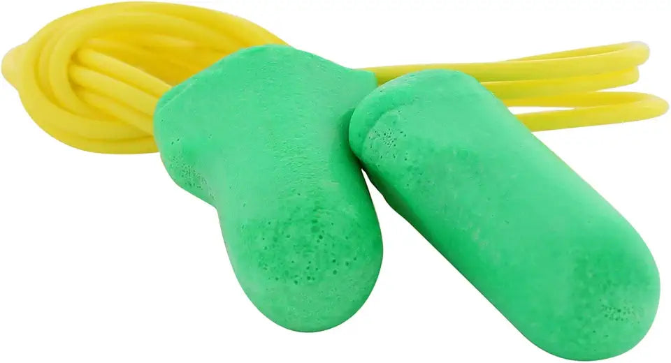 Corded Disposable Foam Earplugs, Box of 100 Pairs R1567