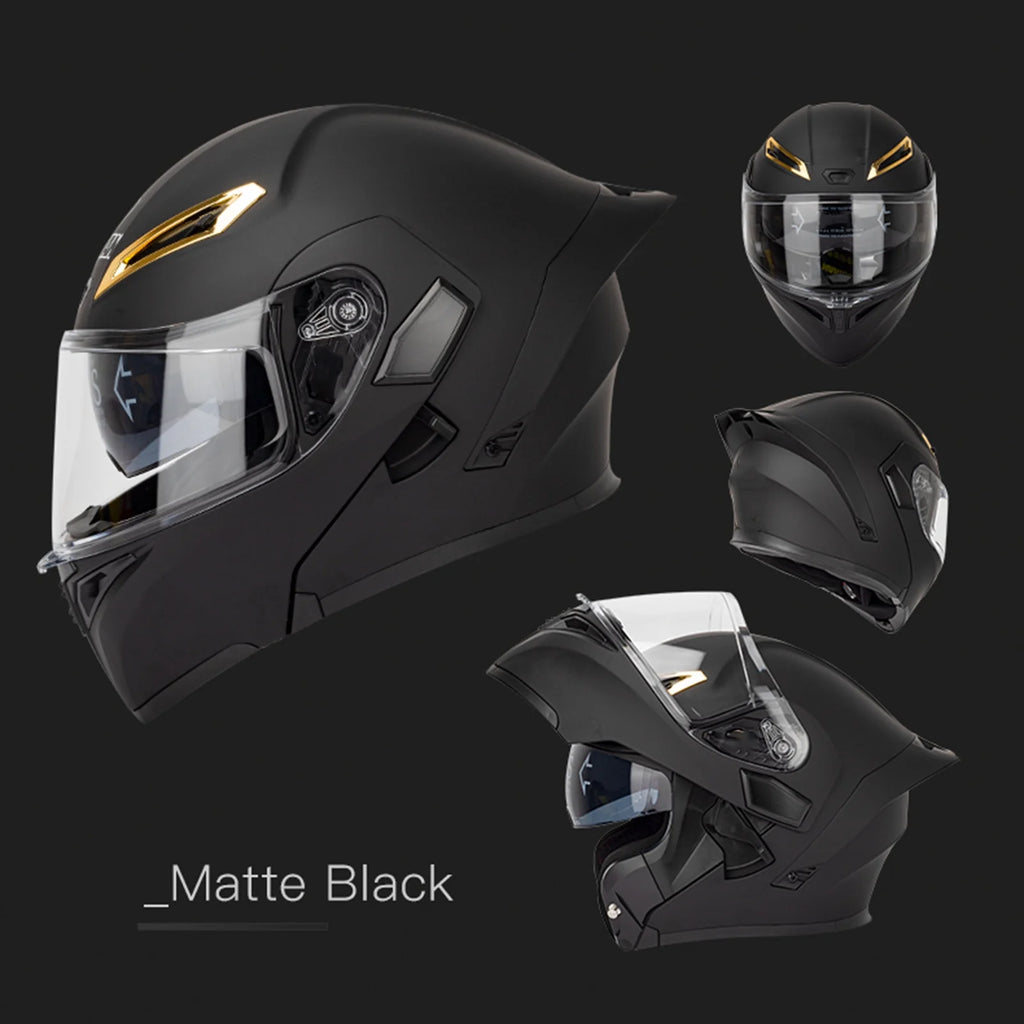 Dual Visor Flip Full Face Motorcycle Helmet with Built-in Sunglasses X5236