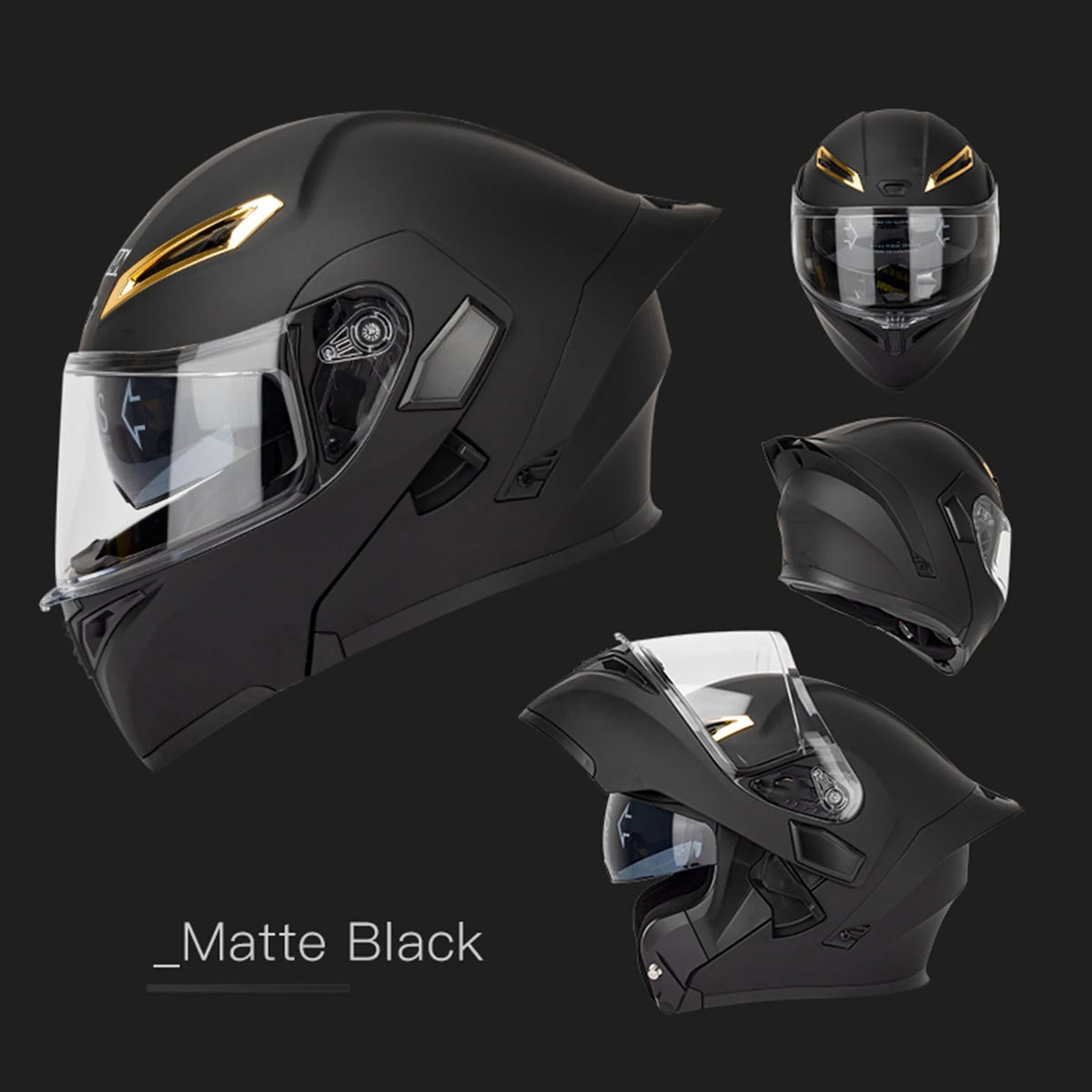 Dual Visor Flip Full Face Motorcycle Helmet with Built-in Sunglasses X5236