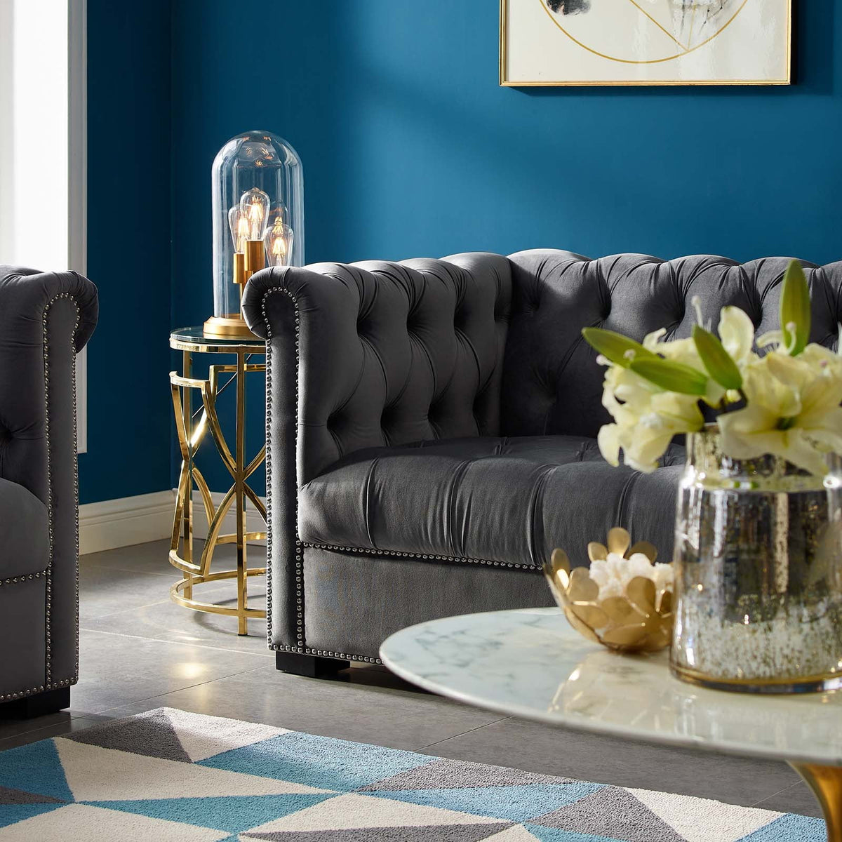 Gray Velvet Sofa S93971