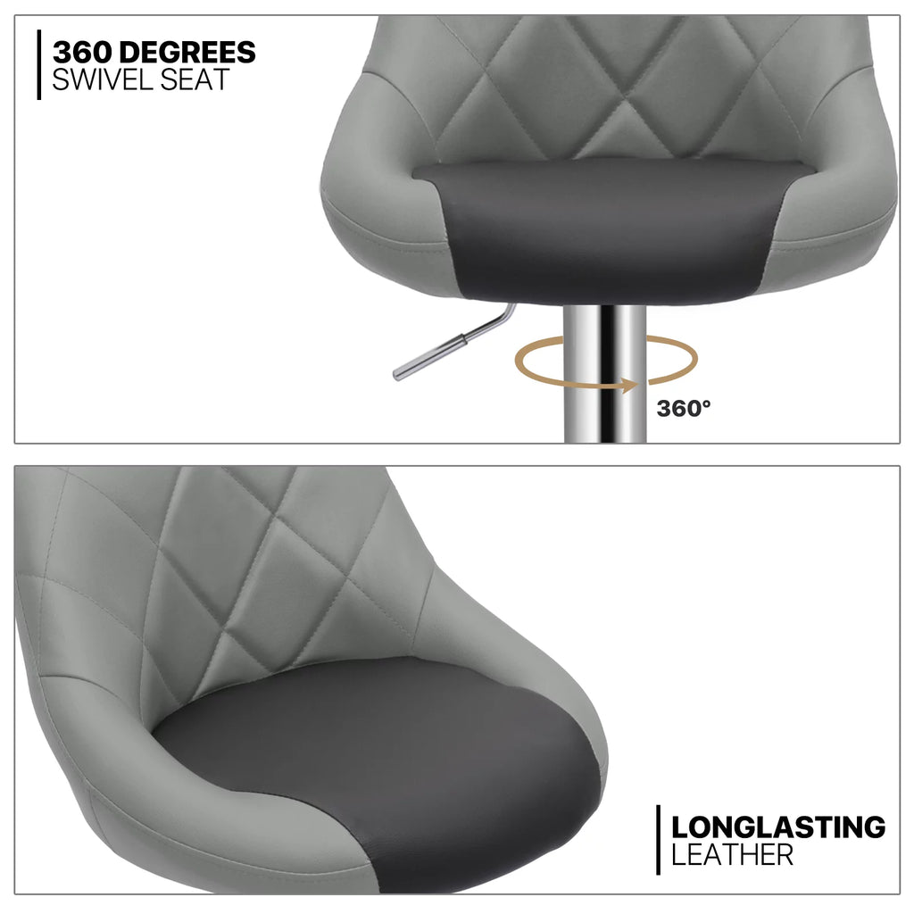 Set of 2 Height Adjustable Faux Leather Bar Stools Q2563