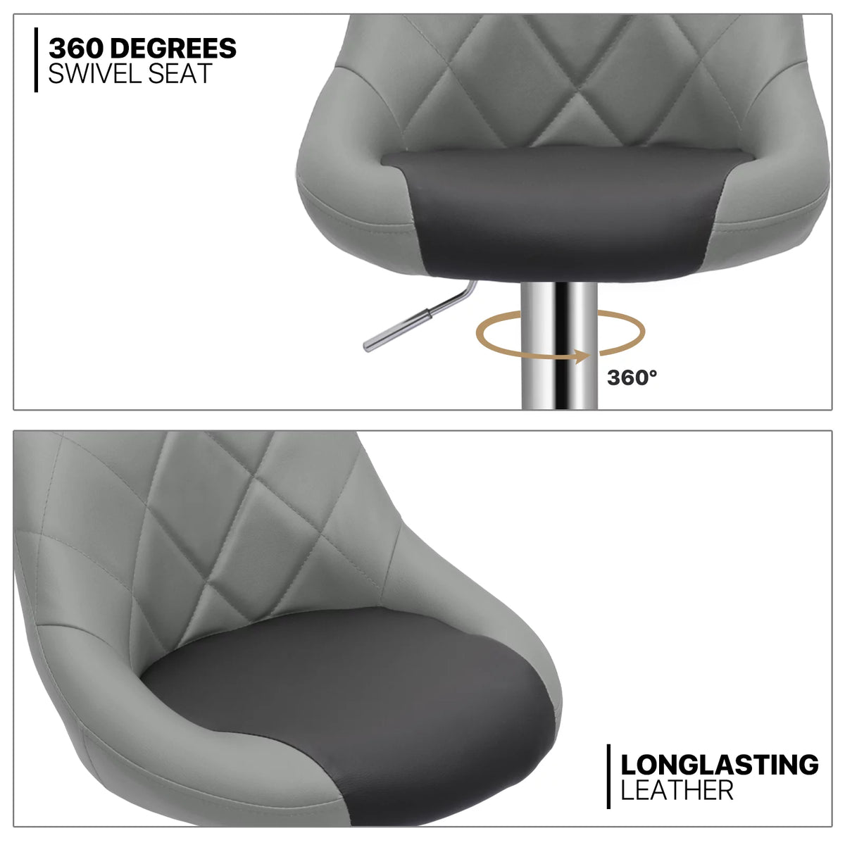 Set of 2 Height Adjustable Faux Leather Bar Stools Q2563