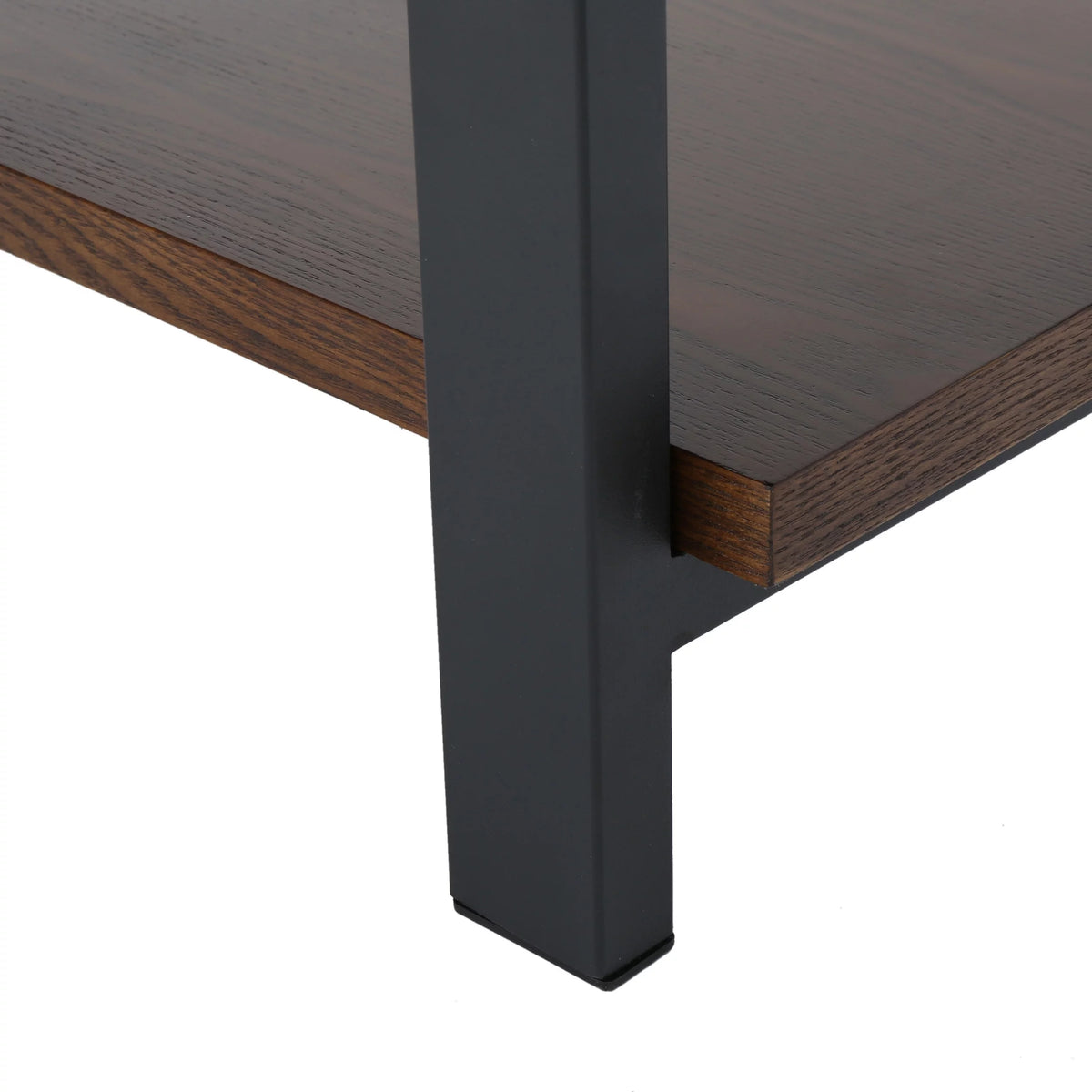 Dark Brown and Gun Metal 2 Shelf Faux Wood Bookcase V75045