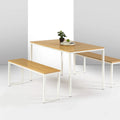 White Metal 3 Piece Dining Table with Benches X211306
