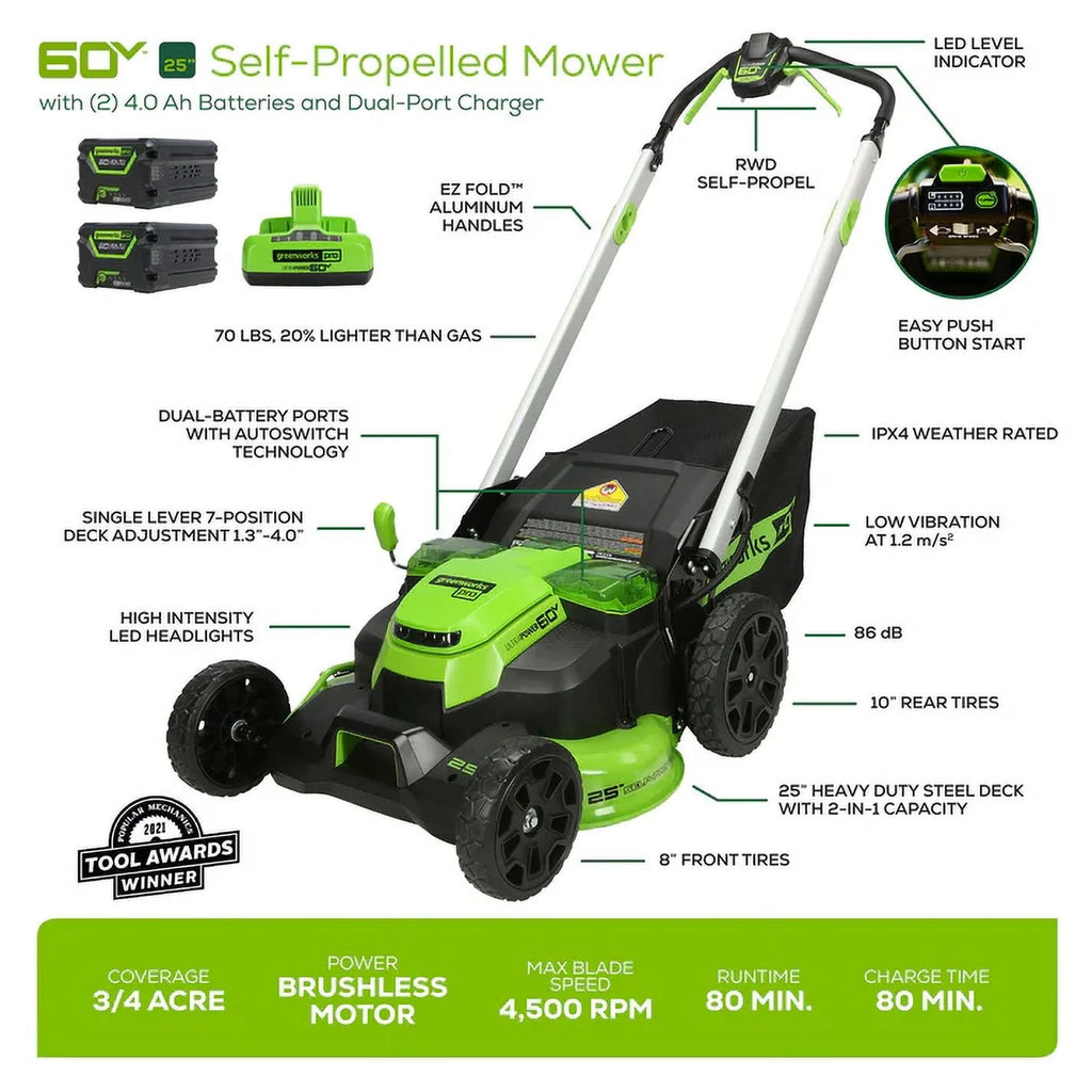 60V Cordless Self-Propelled Lawn Mower with 4.0Ah Batteries I339182