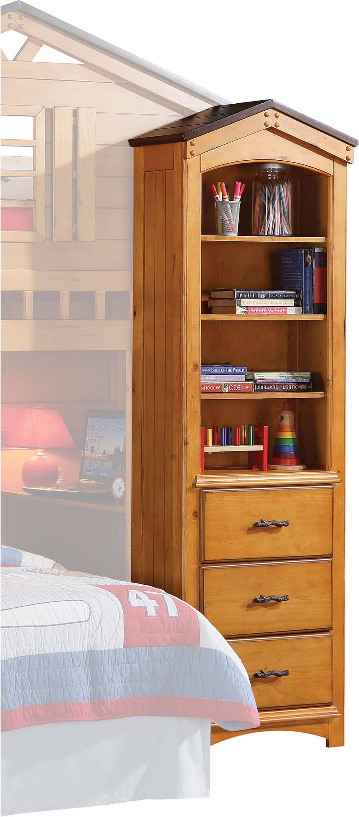 Rustic Oak Bookcase Cabinet V13611