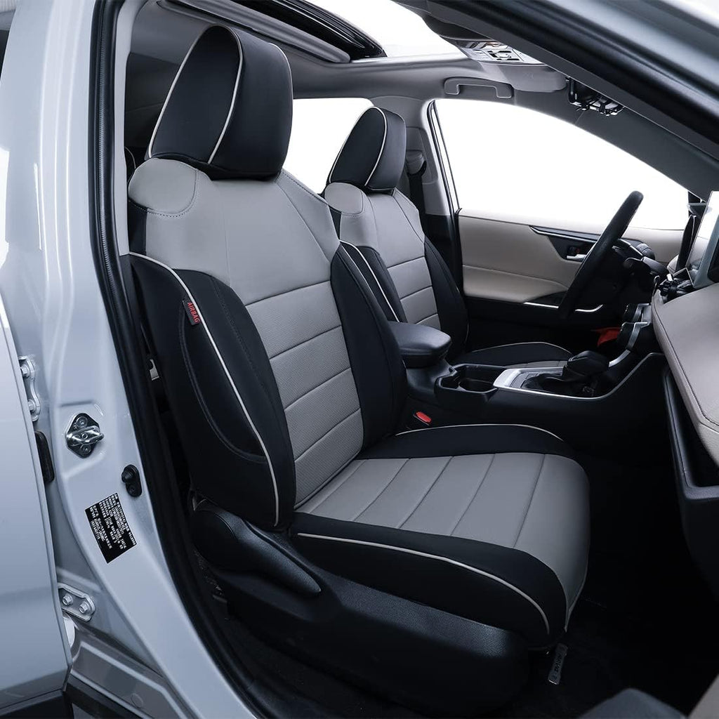 Black with Red Piping Leatherette Car Seat Covers F69536