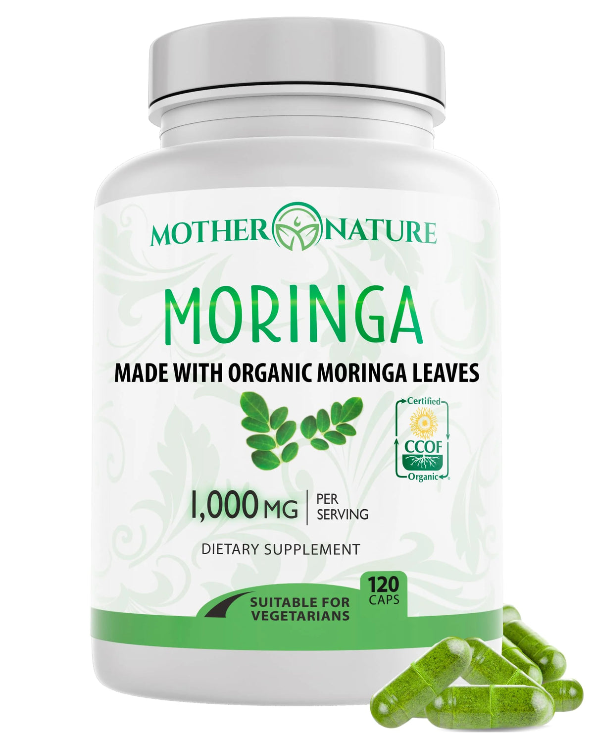 Organic Moringa 1000mg Capsules 120 Count Q50081