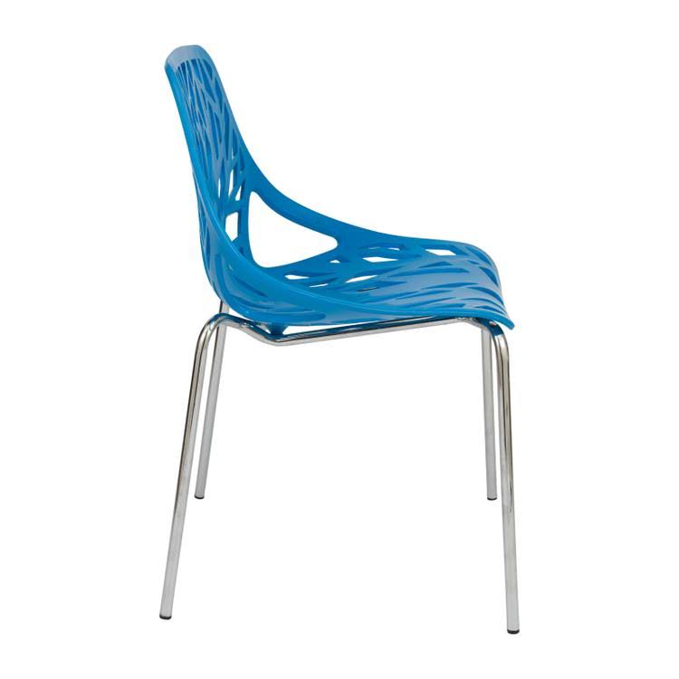 Blue Dining Chair with Chromed Legs Q41476