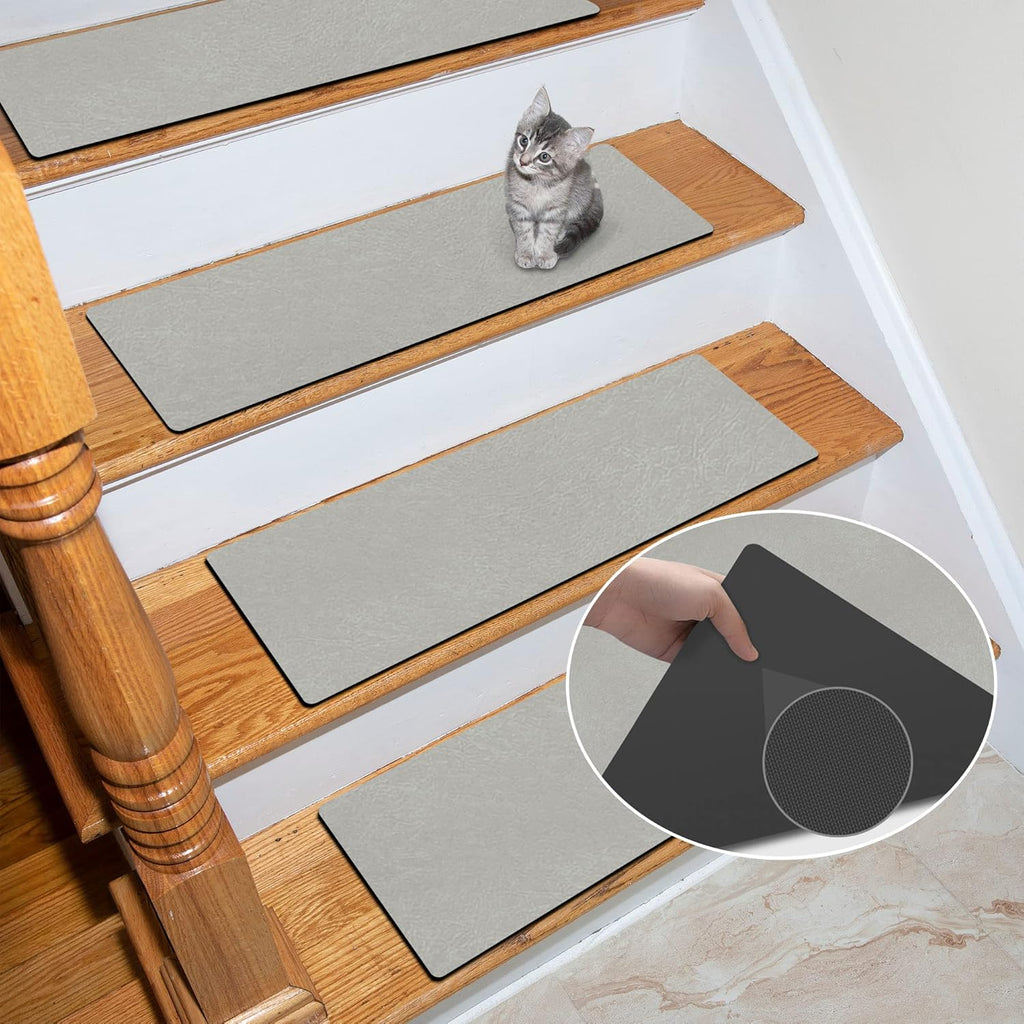 Rubber Stair Treads Non-Slip Step Mats, Gray, 8"X30", Set of 15, Pack of 2 R396