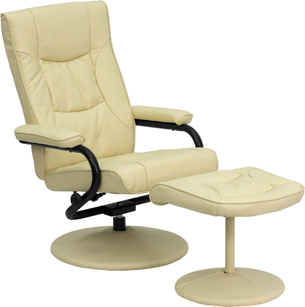 Cream Leathersoft Recliner/Ottoman F898