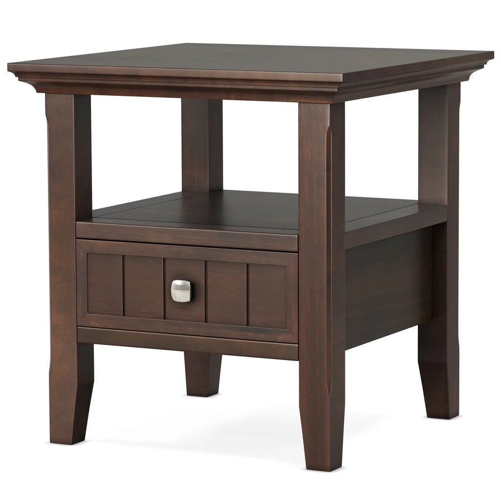 Solid Wood 19 inch Square End Table with Drawer E8920