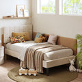 Beige Upholstered Twin Bed Frame E5593