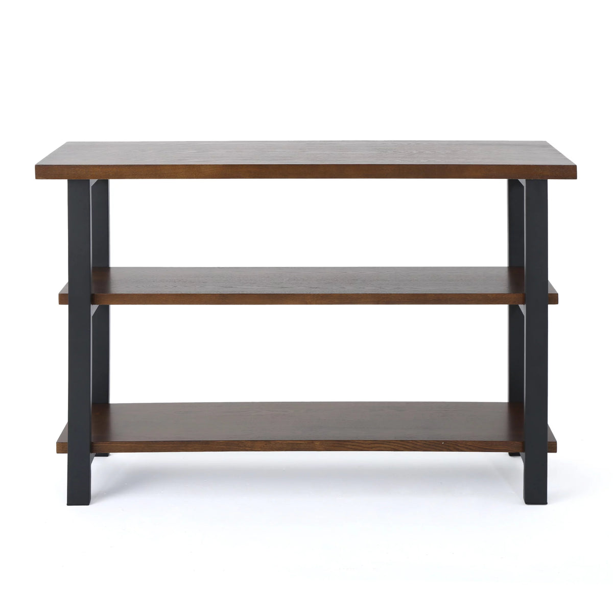 Dark Brown and Gun Metal 2 Shelf Faux Wood Bookcase V75045