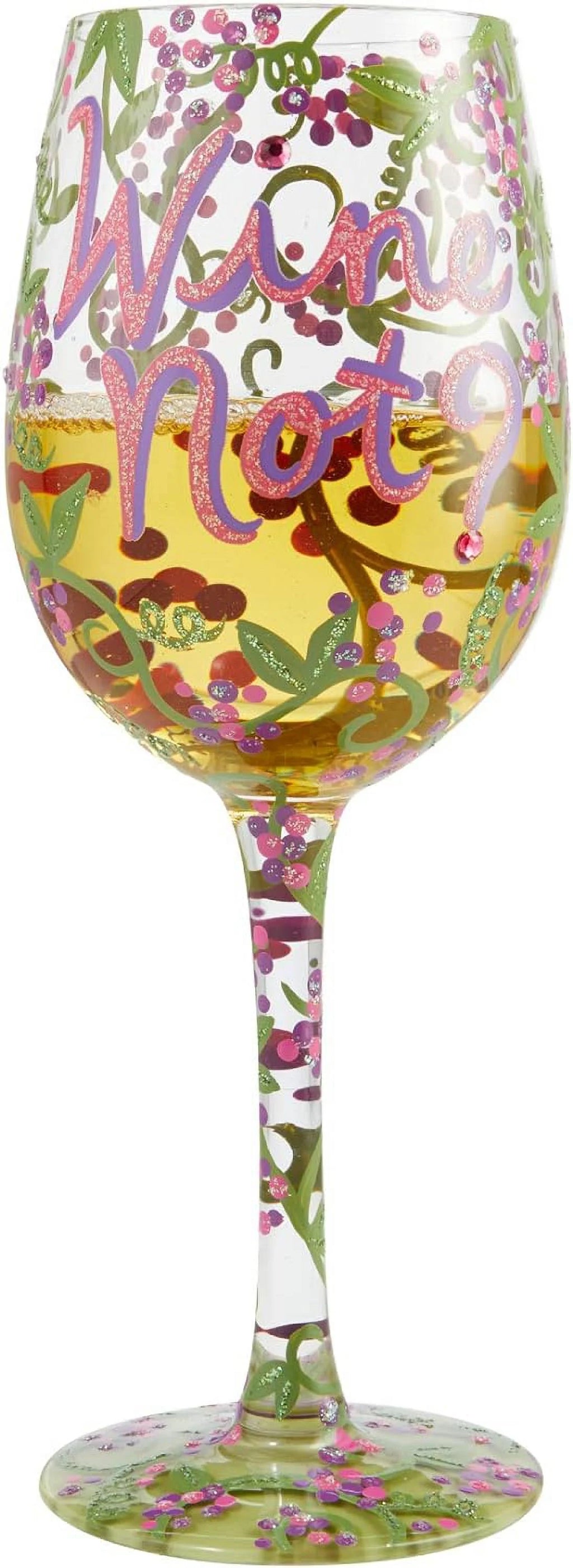 Hand-Painted Artisan Wine Glass, 1 Count, Multicolor H8682