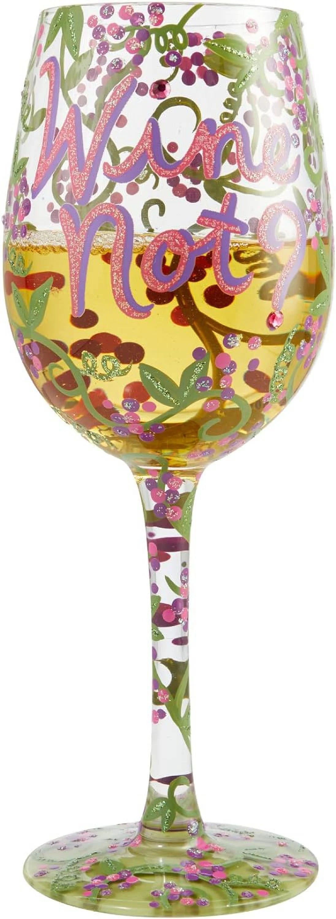 Hand-Painted Artisan Wine Glass, 1 Count, Multicolor H8682