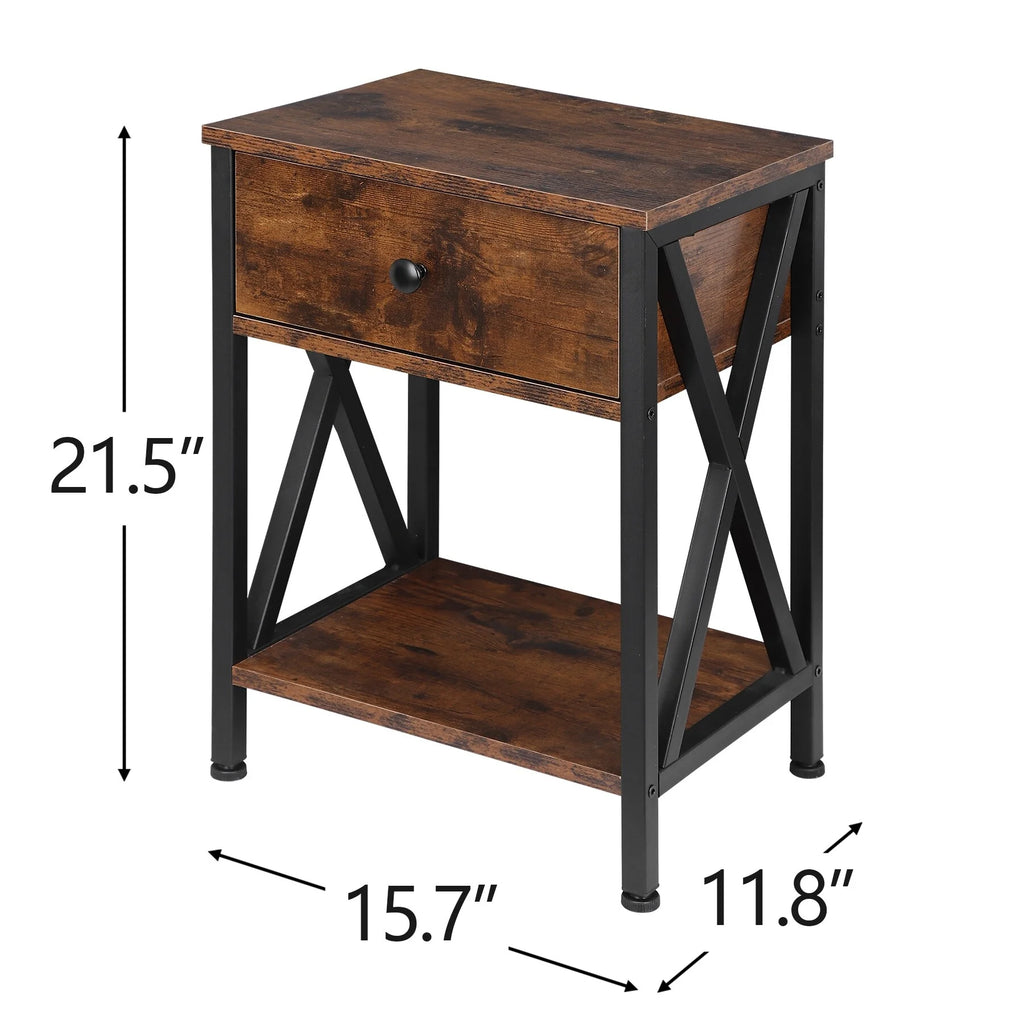 Brown Metal Frame End Table G438353
