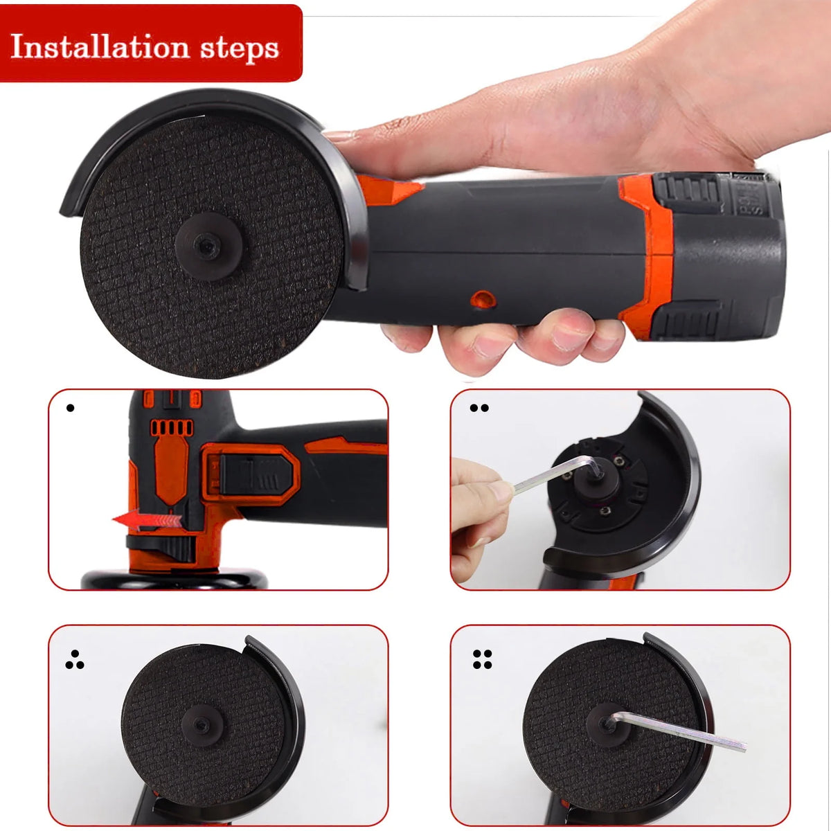 12V Cordless Angle Grinder Kit 3 Inch 19500 rpm with 2 1300mAh Lithium-Ion Battery T54658