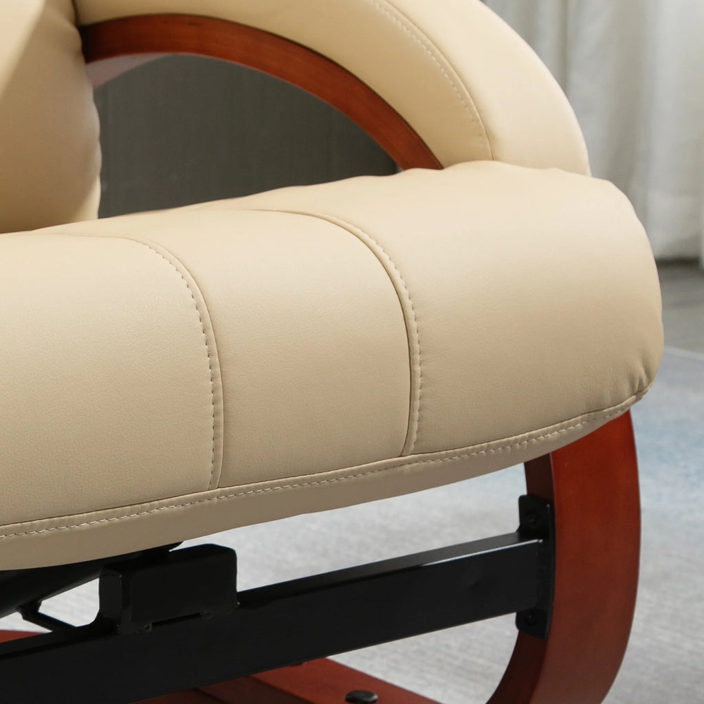 Beige Electric Faux Leather Recliner Chair with Ottoman B394