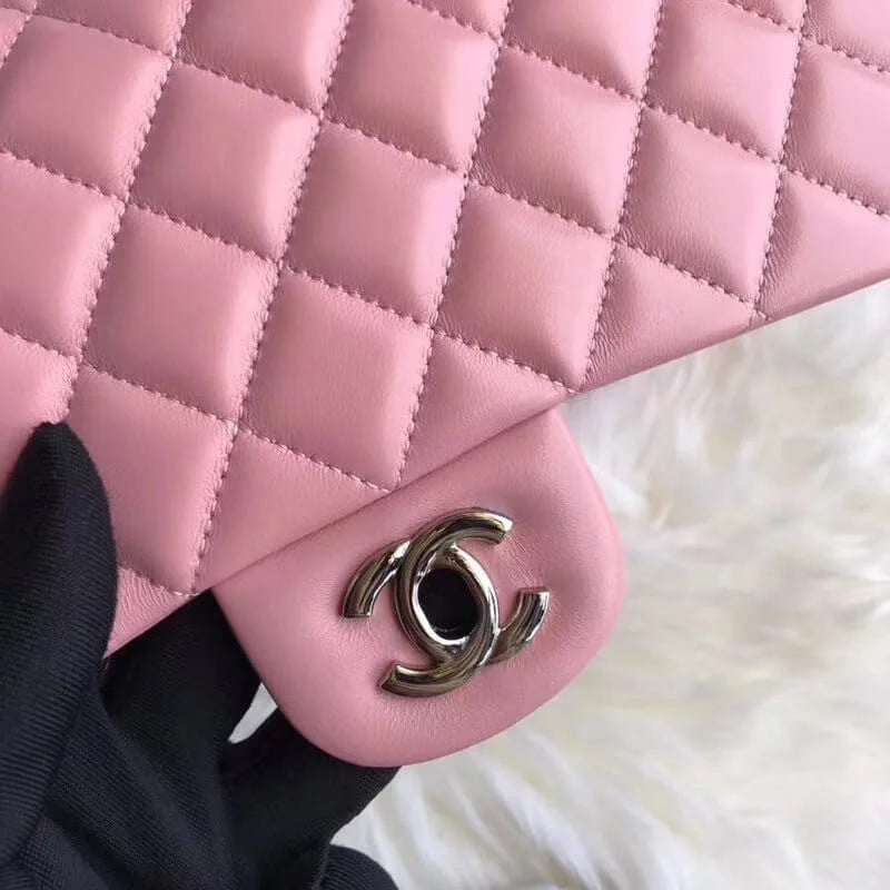 Pink Lambskin Leather Flap Bag P229521