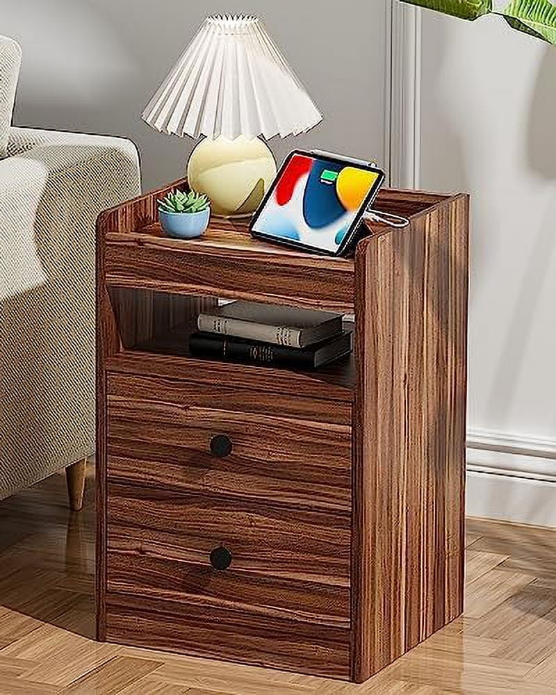 White 2 Drawer Nightstand with Charging Station R42495