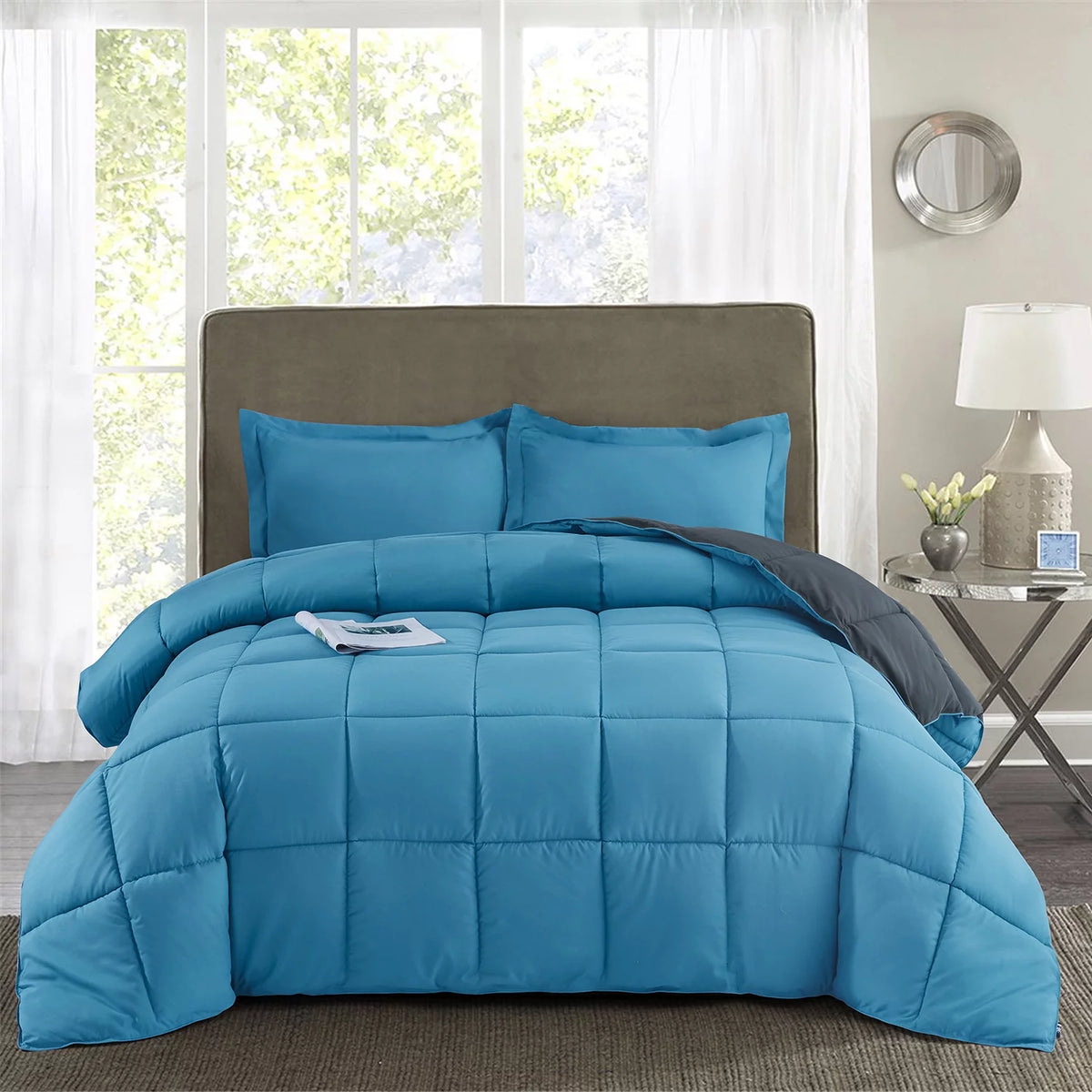 2pc Soft Premium Comforter Set Twin Turquoise V29902