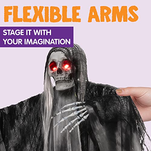 Hanging Grim Reaper Halloween Decoration with Glowing Eyes and Sound C293
