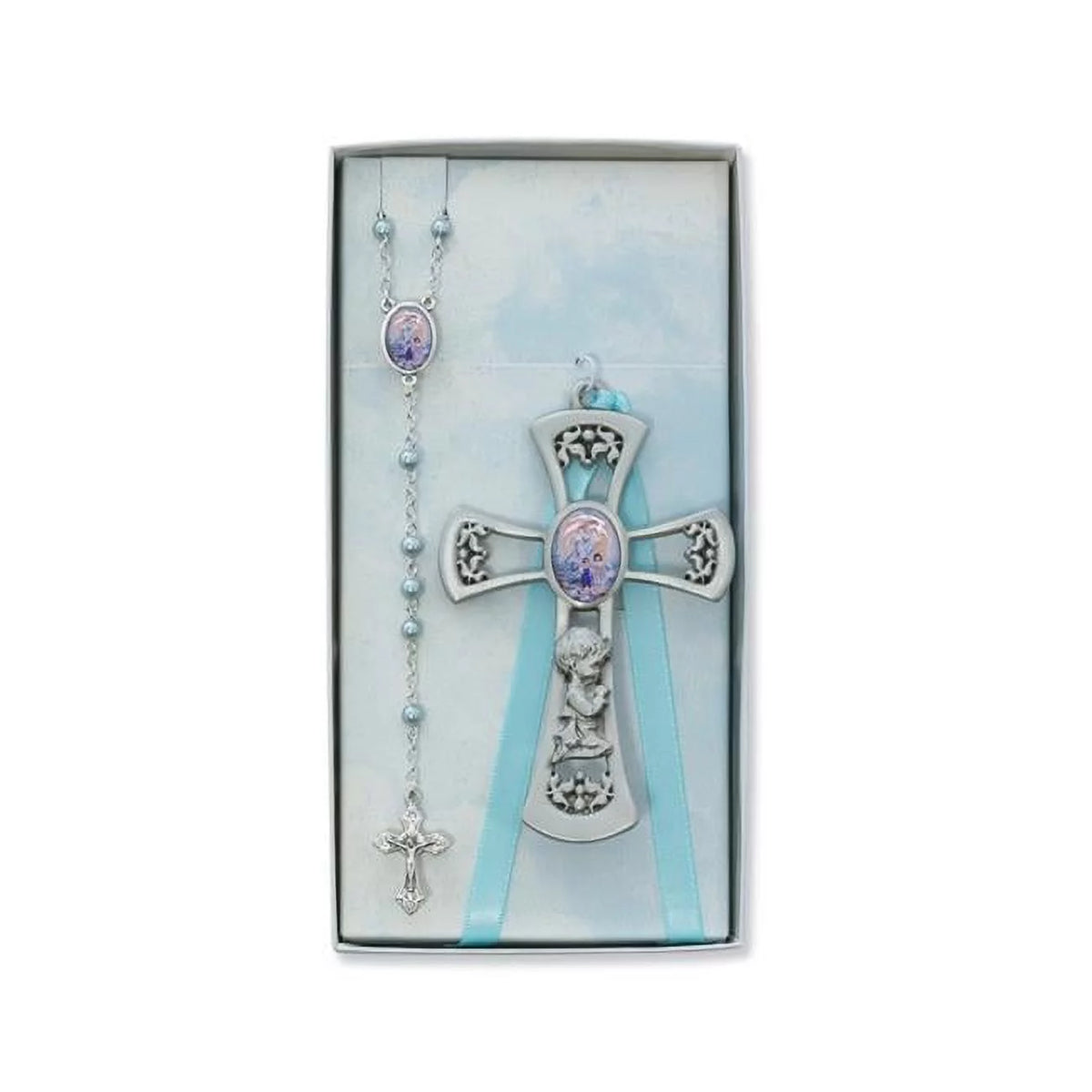Blue Crib Cross & Rosary Set M84679