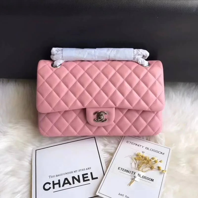 Pink Lambskin Leather Flap Bag P229521
