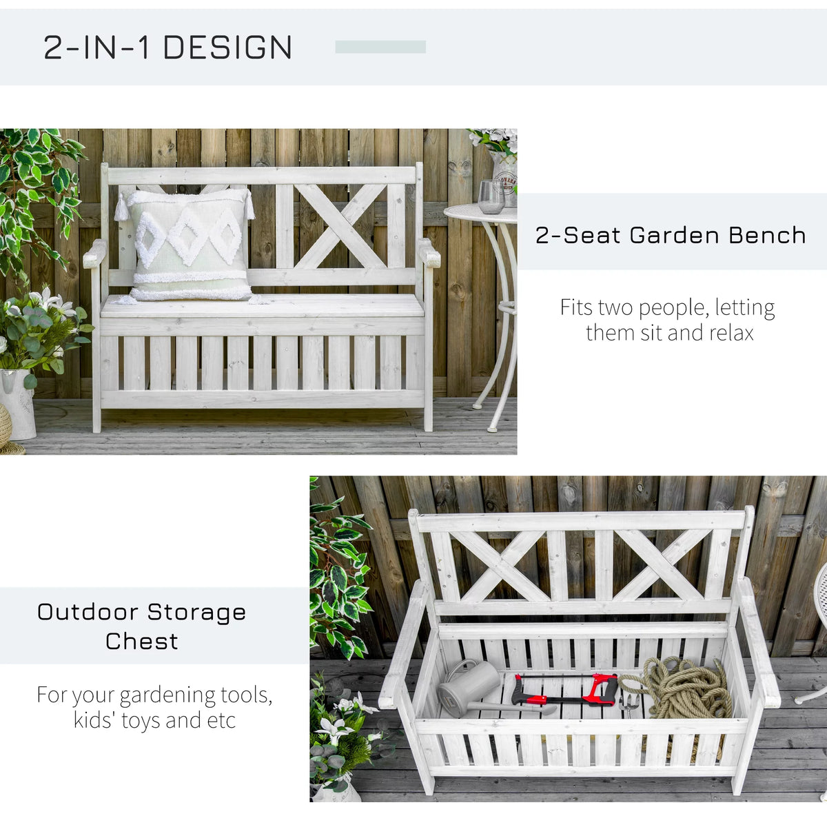 White Wooden Storage Bench K47976
