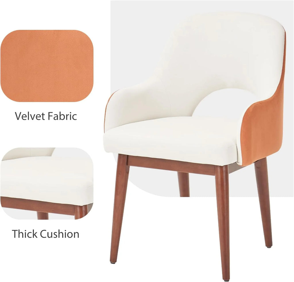 Velvet Arm Accent Chair Set of 2 with Solid Wood K3265