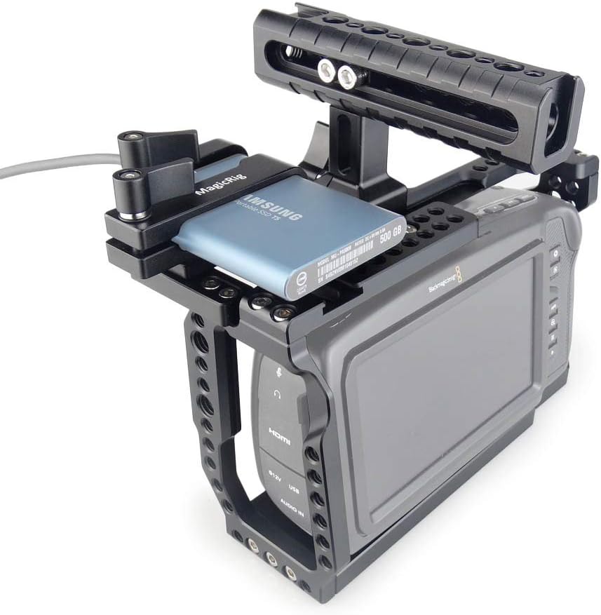 BMPCC 4K /6K Cage with NATO Handle + T5 SSD Card Mount Clamp Q3448